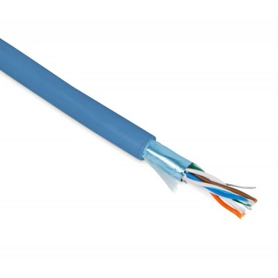 Hyperline FUTP4-C5E-P26-IN-PVC-BL-100 (100 м) Кабель витая пара, экранированная F/UTP, категории 5e, 4 пары (26 AWG), многожильный (patch), экран - фольга, PVC, –20°C – +75°C, синий