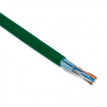 Hyperline FUTP4-C5E-P26-IN-PVC-GN-100 (100 м) Кабель витая пара, экранированная F/UTP, категории 5e, 4 пары (26 AWG), многожильный (patch), экран - фольга, PVC, –20°C – +75°C, зеленый