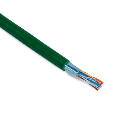 Hyperline FUTP4-C5E-P26-IN-PVC-GN-305 (305 м) Кабель витая пара, экранированная F/UTP, категории 5e, 4 пары (26 AWG), многожильный (patch), экран - фольга, PVC, –20°C– +75°C, зеленый