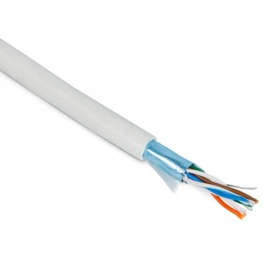 Hyperline FUTP4-C5E-P26-IN-PVC-GY-100 (100 м) Кабель витая пара, экранированная F/UTP, категории 5e, 4 пары (26 AWG), многожильный (patch), экран - фольга, PVC, –20°C – +75°C, серый