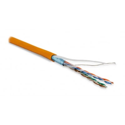 Hyperline FUTP4-C5E-P26-IN-PVC-OR-305 (305 м) Кабель витая пара, экранированная F/UTP, кат. 5e, 4 пары (26 AWG), многожильный (patch), экран - фольга, PVC, –20°C – +75°C, оранжевый