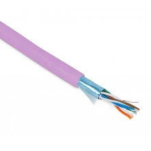 Hyperline FUTP4-C5E-P26-IN-PVC-PK-100 (100 м) Кабель витая пара, экранированная F/UTP, категории 5e, 4 пары (26 AWG), многожильный (patch), экран - фольга, PVC, –20°C – +75°C, розовый