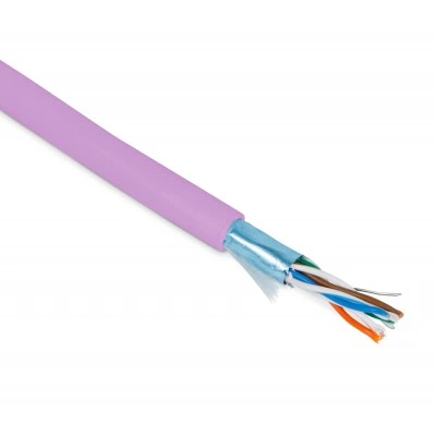 Hyperline FUTP4-C5E-P26-IN-PVC-PK-100 (100 м) Кабель витая пара, экранированная F/UTP, категории 5e, 4 пары (26 AWG), многожильный (patch), экран - фольга, PVC, –20°C – +75°C, розовый