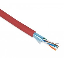 Hyperline FUTP4-C5E-P26-IN-PVC-RD-305 (305 м) Кабель витая пара, экранированная F/UTP, категории 5e, 4 пары (26 AWG), многожильный (patch), экран - фольга, PVC, –20°C– +75°C, красный