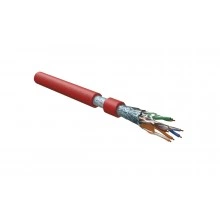Hyperline FUTP4-C5E-S24-IN-LSLTX-RD-305 (305 м) Кабель витая пара F/UTP, категория 5e, 4 пары (24 AWG), одножильный (solid), экран - фольга, нг(А)-LSLTx, внутренний, красный