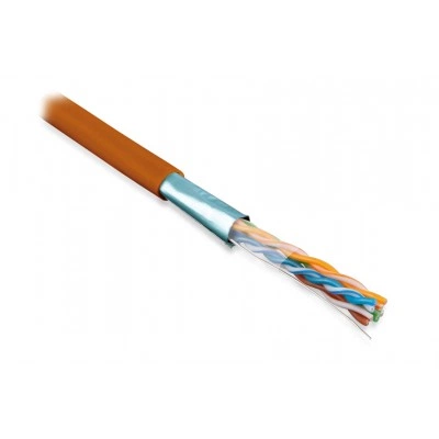 Hyperline FUTP4-C5E-S24-IN-LSZH-OR-305 (305 м) Кабель витая пара F/UTP, категория 5e, 4 пары (24 AWG), одножильный(solid), экран-фольга, LSZH, нг(А)-HF, –20°C – +75°C, оранжевый - гарантия:15 лет компонентная, 25 лет системная