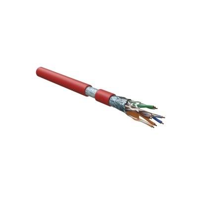 Hyperline FUTP4-C5E-S24-IN-LSZH-RD-305 (305 м) Кабель витая пара F/UTP, категория 5e, 4 пары (24 AWG), одножильный(solid), экран - фольга, LSZH, нг(А)-HF, –20°C – +75°C, красный - гарантия:15 лет компонентная, 25 лет системная
