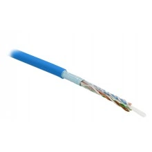 Hyperline FUTP4-C5E-S24-IN-PVC-BL-305 (305 м) Кабель витая пара, экранированная F/UTP, категория 5e, 4 пары (24 AWG), одножильный (solid), экран - фольга, PVC, –20°C – +75°C, синий - гарантия: 15 лет компонентная, 25 лет системная