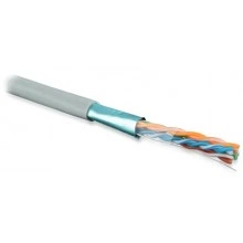 Hyperline FUTP4-C5E-S24-IN-PVC-GY-305 (305 м) Кабель витая пара, экранированная F/UTP, категория 5e, 4 пары (24 AWG), одножильный (solid), экран - фольга, PVC, –20°C – +75°C, серый - гарантия: 15 лет компонентная, 25 лет системная