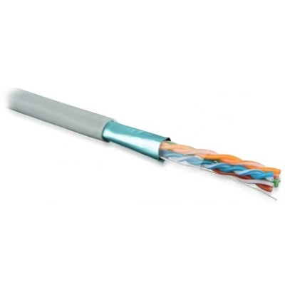 Hyperline FUTP4-C5E-S24-IN-PVC-GY-305 (305 м) Кабель витая пара, экранированная F/UTP, категория 5e, 4 пары (24 AWG), одножильный (solid), экран - фольга, PVC, –20°C – +75°C, серый - гарантия: 15 лет компонентная, 25 лет системная