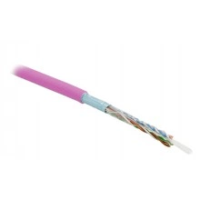 Hyperline FUTP4-C5E-S24-IN-PVC-PK-305 (305 м) Кабель витая пара, экранированная F/UTP, категория 5e, 4 пары (24 AWG), одножильный (solid), экран - фольга, PVC, –20°C – +75°C, розовый - гарантия: 15 лет компонентная, 25 лет системная
