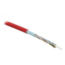 Hyperline FUTP4-C5E-S24-IN-PVC-RD-305 (305 м) Кабель витая пара, экранированная F/UTP, категория 5e, 4 пары (24 AWG), одножильный (solid), экран - фольга, PVC, –20°C – +75°C, красный - гарантия: 15 лет компонентная, 25 лет системная