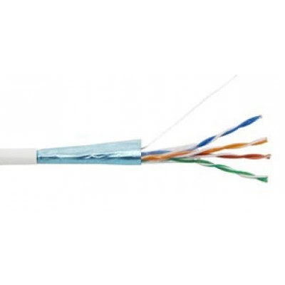 Hyperline FUTP4-C5E-S24-IN-PVC-WH-305 (305 м) Кабель витая пара, экранированная F/UTP, категория 5e, 4 пары (24 AWG), одножильный (solid), экран - фольга, PVC, –20°C – +75°C, белый - гарантия: 15 лет компонентная; 25 лет системная