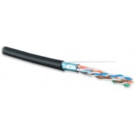 Hyperline FUTP4-C5E-S24-OUT-LSZH-BK-500 (500 м) Кабель витая пара F/UTP, категория 5e, 4 пары(24 AWG), одножильн.(solid), экран-фольга, внешний, LSZH нг(А)-HF, -40°C-+75°С, черный-гарантия: 15 лет компонентная