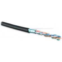 Hyperline FUTP4-C5E-S24-OUT-LSZH-BK-500 (500 м) Кабель витая пара F/UTP, категория 5e, 4 пары(24 AWG), одножильн.(solid), экран-фольга, внешний, LSZH нг(А)-HF, -40°C-+75°С, черный-гарантия: 15 лет компонентная