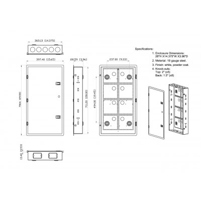 Hyperline HC-BX2-28-A-W-WH Шкаф настенный с передними петлями, для скрытого монтажа, 28(711.2) x 365.1 х 100.6 мм (ВхШхГ), белый Hyperline HC-BX2-28-A-W-WH Шкаф настенный с передними петлями, для скрытого монтажа, 28(711.2) x 365.1 х 100.6 мм (ВхШхГ), белый
