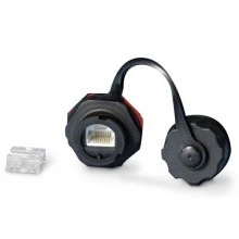 Hyperline KJ-IE-8P8C-C5e-180-BK Промышленный модуль Keystone Jack RJ-45 (8P8C), IP67, категория 5e, с защитной крышкой, черный
