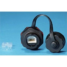 Hyperline KJ-IE-8P8C-C6-180-BK Промышленный модуль Keystone Jack RJ-45 (8P8C), IP67, категория 6, с защитной крышкой, черный