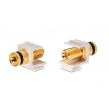 Hyperline KJ1-BP/BK-HG-WH Вставка формата Keystone Jack с коннектором Binding Post (черный), Hex. type, gold plated, ROHS, белая