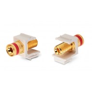 Hyperline KJ1-BP/RD-HG-WH Вставка формата Keystone Jack с коннектором Binding Post (красный), Hex. type, gold plated, ROHS, белая