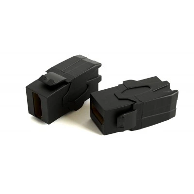 Hyperline KJ1-HDMI-AV18-BK Вставка формата Keystone Jack с проходным адаптером HDMI 2.0 (Type A), 90 градусов, ROHS, черная