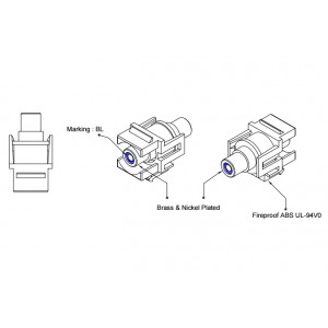 Hyperline KJ1-RCA/BL-D-WH Вставка формата Keystone Jack с проходным адаптером RCA (синий), D type, ROHS, белая Hyperline KJ1-RCA/BL-D-WH Вставка формата Keystone Jack с проходным адаптером RCA (синий), D type, ROHS, белая