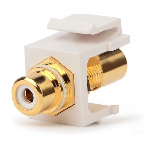 Hyperline KJ1-RCA/WH-HG-WH Вставка формата Keystone Jack с проходным адаптером RCA (белый), Hex. type, gold plated, ROHS, белая Hyperline KJ1-RCA/WH-HG-WH Вставка формата Keystone Jack с проходным адаптером RCA (белый), Hex. type, gold plated, ROHS, белая