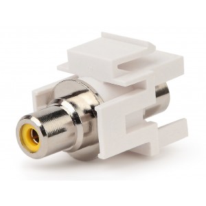 Hyperline KJ1-RCA/YL-D-WH Вставка формата Keystone Jack с проходным адаптером RCA (желтый), D type, ROHS, белая Hyperline KJ1-RCA/YL-D-WH Вставка формата Keystone Jack с проходным адаптером RCA (желтый), D type, ROHS, белая