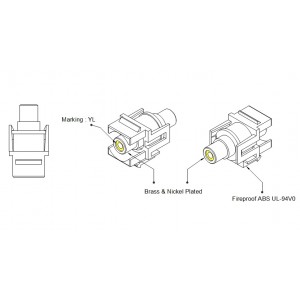 Hyperline KJ1-RCA/YL-D-WH Вставка формата Keystone Jack с проходным адаптером RCA (желтый), D type, ROHS, белая Hyperline KJ1-RCA/YL-D-WH Вставка формата Keystone Jack с проходным адаптером RCA (желтый), D type, ROHS, белая