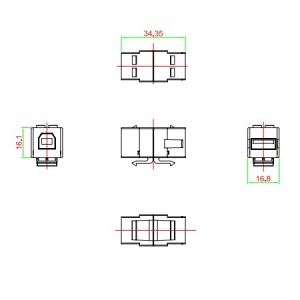 Hyperline KJ1-USB-A-B2-WH Вставка формата Keystone Jack с проходным адаптером USB 2.0 (Type A-B), ROHS, белая Hyperline KJ1-USB-A-B2-WH Вставка формата Keystone Jack с проходным адаптером USB 2.0 (Type A-B), ROHS, белая