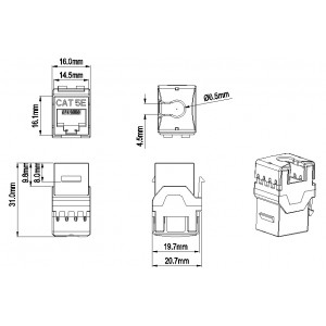 Hyperline KJ8-8P8C-C5e-180-WH Вставка Keystone Jack RJ-45(8P8C), категория 5e, тип 180 градусов, белая Hyperline KJ8-8P8C-C5e-180-WH Вставка Keystone Jack RJ-45(8P8C), категория 5e, тип 180 градусов, белая
