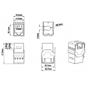 Hyperline KJ8-8P8C-C6-180-GN Вставка Keystone Jack RJ-45(8P8C), категория 6, тип 180 градусов, зеленая Hyperline KJ8-8P8C-C6-180-GN Вставка Keystone Jack RJ-45(8P8C), категория 6, тип 180 градусов, зеленая