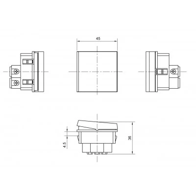 Hyperline M45-SW-WH Выключатель, 2М, 45x45 мм, белый Hyperline M45-SW-WH Выключатель, 2М, 45x45 мм, белый