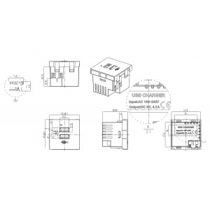 Hyperline M45-USBCH2-WH Модуль розетки USB для зарядки, 2 порта, 2М, 4.2А, 5В, 45x45мм, белый Hyperline M45-USBCH2-WH Модуль розетки USB для зарядки, 2 порта, 2М, 4.2А, 5В, 45x45мм, белый