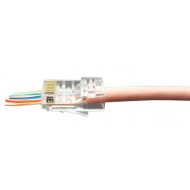 Hyperline PLEZ-8P8C-U-C5-100 Разъем легкой оконцовки RJ-45 (8P8C) под витую пару, категория 5e (50 µ/ 50 микродюймов), универсальный (для одножильного и многожильного кабеля) (100 шт.)
