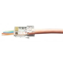 Hyperline PLEZ-8P8C-U-C5-100 Разъем легкой оконцовки RJ-45 (8P8C) под витую пару, категория 5e (50 µ/ 50 микродюймов), универсальный (для одножильного и многожильного кабеля) (100 шт.)