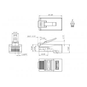 Hyperline PLEZ-8P8C-U-C5-100 Разъем легкой оконцовки RJ-45 (8P8C) под витую пару, категория 5e (50 µ/ 50 микродюймов), универсальный (для одножильного и многожильного кабеля) (100 шт.) Hyperline PLEZ-8P8C-U-C5-100 Разъем легкой оконцовки RJ-45 (8P8C) под витую пару, категория 5e (50 µ/ 50 микродюймов), универсальный (для одножильного и многожильного кабеля) (100 шт.)