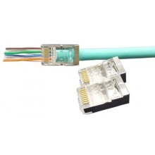 Hyperline PLEZ-8P8C-U-C5-SH-100 Разъем легкой оконцовки RJ-45 (8P8C) под витую пару, категория 5e (50 µ/ 50 микродюймов), экранированный, универсальный (для одножильного и многожильного кабеля) (100 шт.)