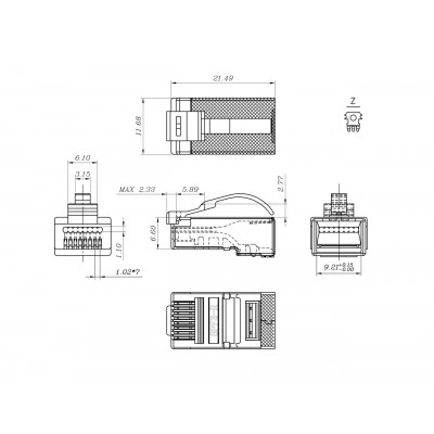 Hyperline PLEZ-8P8C-UA-C5-SH-100 Разъем легкой оконцовки RJ-45 (8P8C) под витую пару, язычок Arch, категория 5e (50 µ/ 50 микродюймов), экранированный, универсальный (для одножильного и многожильного кабеля) (100 шт.) Hyperline PLEZ-8P8C-UA-C5-SH-100 Разъем легкой оконцовки RJ-45 (8P8C) под витую пару, язычок Arch, категория 5e (50 µ/ 50 микродюймов), экранированный, универсальный (для одножильного и многожильного кабеля) (100 шт.)