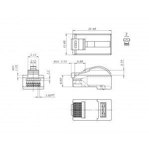 Hyperline PLEZ-8P8C-UA-C6-100 Разъем легкой оконцовки RJ-45 (8P8C) под витую пару, язычок Arch, категория 6 (50 µ/ 50 микродюймов), универсальный (для одножильного и многожильного кабеля) (100 шт.) Hyperline PLEZ-8P8C-UA-C6-100 Разъем легкой оконцовки RJ-45 (8P8C) под витую пару, язычок Arch, категория 6 (50 µ/ 50 микродюймов), универсальный (для одножильного и многожильного кабеля) (100 шт.)