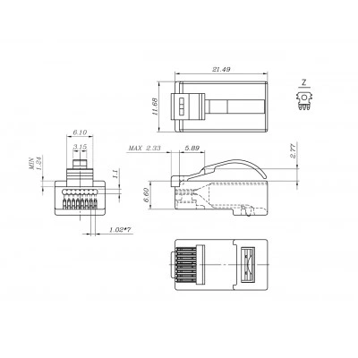 Hyperline PLEZ-8P8C-UA-C6-100 Разъем легкой оконцовки RJ-45 (8P8C) под витую пару, язычок Arch, категория 6 (50 µ/ 50 микродюймов), универсальный (для одножильного и многожильного кабеля) (100 шт.) Hyperline PLEZ-8P8C-UA-C6-100 Разъем легкой оконцовки RJ-45 (8P8C) под витую пару, язычок Arch, категория 6 (50 µ/ 50 микродюймов), универсальный (для одножильного и многожильного кабеля) (100 шт.)
