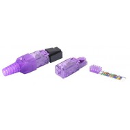 Hyperline PLUD-8P8C-S-C6-VL Разъем RJ-45 (8P8C) под витую пару, полевая заделка, категория 6, неэкранированный, для одножильного кабеля, зажимной (защелка) хвостовик, фиолетовый, IDC
