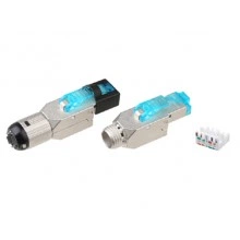 Hyperline PLUD-8P8C-S-C8-SH Разъем полевой оконцовки RJ-45 (8P8C) под витую пару, для одножильного кабеля, toolless, категория 8, экранированный, накручивающийся хвостовик, IDC