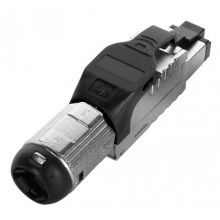 Hyperline PLUE-8P8C-S-C6A-SH-BK Разъем полевой оконцовки RJ-45 (8P8C) под витую пару, для одножильного кабеля, toolless, категория 6A, экранированный, накручивающийся хвостовик, черный