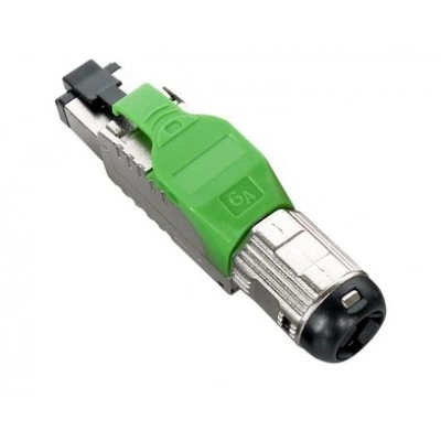 Hyperline PLUE-8P8C-S-C6A-SH-GN Разъем полевой оконцовки RJ-45 (8P8C) под витую пару, для одножильного кабеля, toolless, категория 6A, экранированный, накручивающийся хвостовик, зеленый, IDC Hyperline PLUE-8P8C-S-C6A-SH-GN Разъем полевой оконцовки RJ-45 (8P8C) под витую пару, для одножильного кабеля, toolless, категория 6A, экранированный, накручивающийся хвостовик, зеленый, IDC