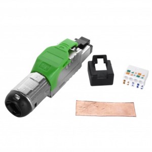 Hyperline PLUE-8P8C-S-C6A-SH-GN Разъем полевой оконцовки RJ-45 (8P8C) под витую пару, для одножильного кабеля, toolless, категория 6A, экранированный, накручивающийся хвостовик, зеленый, IDC Hyperline PLUE-8P8C-S-C6A-SH-GN Разъем полевой оконцовки RJ-45 (8P8C) под витую пару, для одножильного кабеля, toolless, категория 6A, экранированный, накручивающийся хвостовик, зеленый, IDC