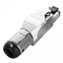 Hyperline PLUE-8P8C-S-C6A-SH-WH Разъем полевой оконцовки RJ-45 (8P8C) под витую пару, для одножильного кабеля, toolless, категория 6A, экранированный, накручивающийся хвостовик, белый