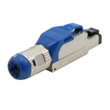 Hyperline PLUE-8P8C-S-C8-SH-BL Разъем полевой оконцовки RJ-45 (8P8C) под витую пару, для одножильного кабеля, toolless, категория 8, экранированный, накручивающийся хвостовик, синий, IDC