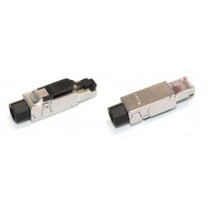 Hyperline PLUF-8P8C-S-C6A-SH Разъем RJ-45 (8P8C) под витую пару, полевая заделка, категория 6A, экранированный, для одножильного кабеля (внешний диаметр кабеля 6-8 мм, 23-26 AWG), накручивающийся хвостовик