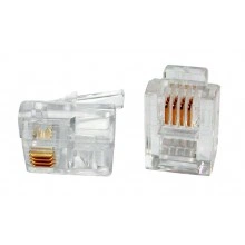 Hyperline PLUG-6P4C-P-C2-100 Телефонный разъем RJ-12(6P4C) (3 µ/ 3 микродюйма) (100 шт)